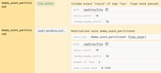 notice how the asset can track metadata for materialization